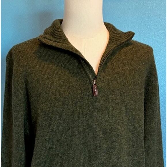 POLO Ralph Lauren 100% Lambs Wool Pullover Sweater 1/4 Zip Heather Green XL - Picture 3 of 6